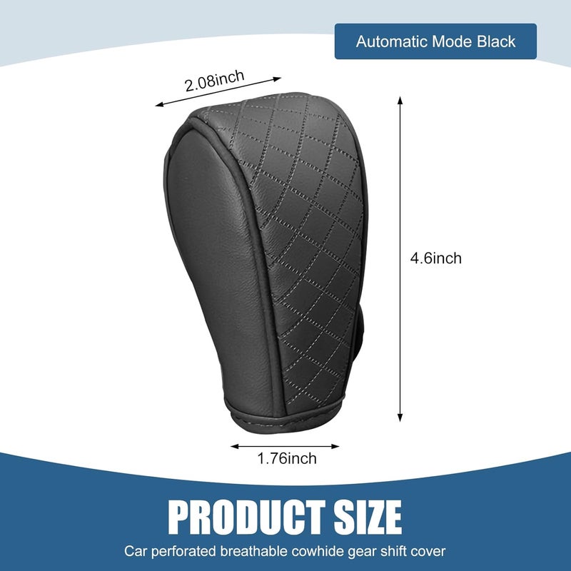 Qurbuns Car Gear Shift Cover, Leather Breathable Gear Shift Knob Cover, Anti-Slip Waterproof Shifter Cover for Shift Lever Protection, Decor Accessories Shifter Stick Protector for Cars (Black) - Image 2